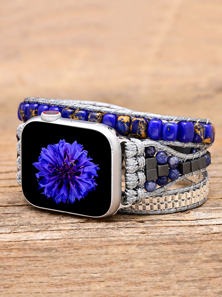 3-loop Bohemian Natural Stone Square Buckle Handwoven Band