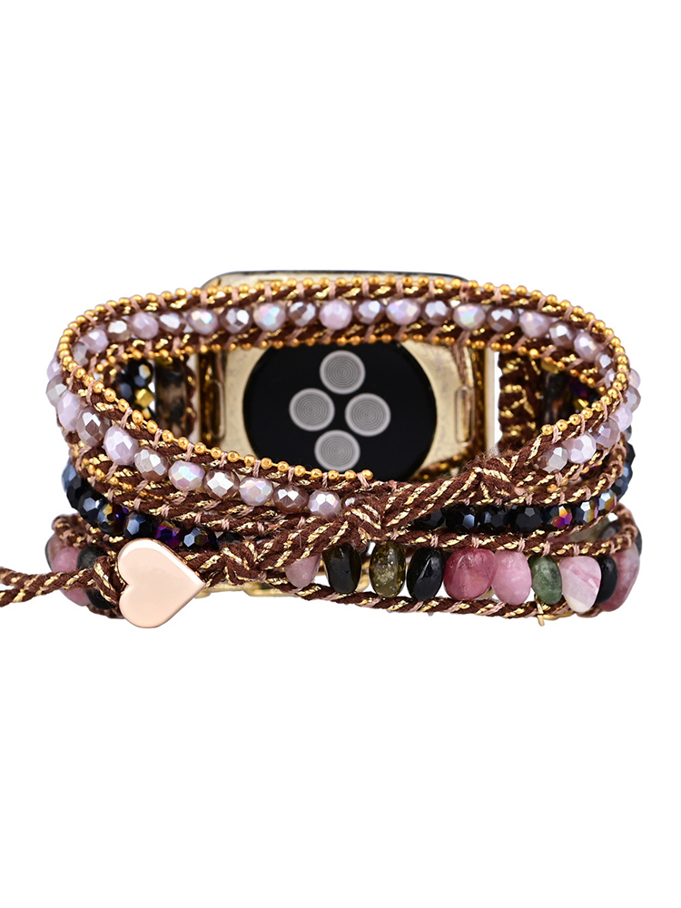 3-loop Bohemian Natural Stone Love Buckle Bead Edge Handwoven Band
