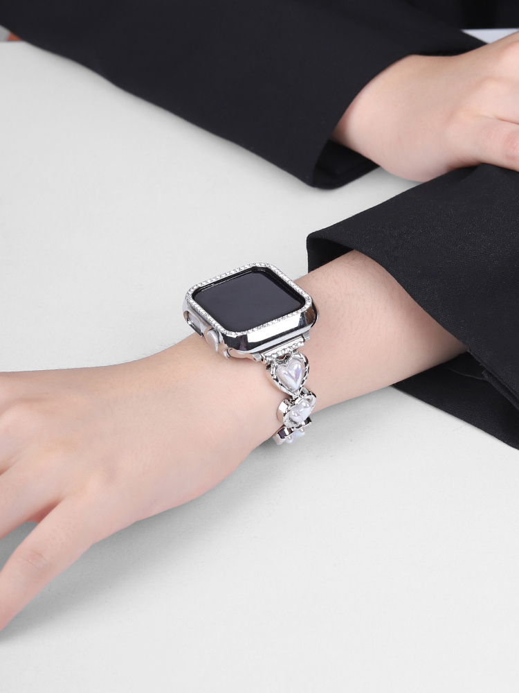 Love Heart Pearl Chain Stainless Steel Band