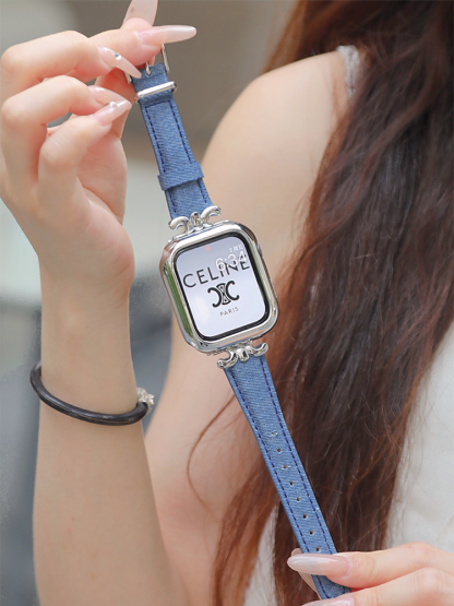 Triumphal arch Denim Color Leather Band