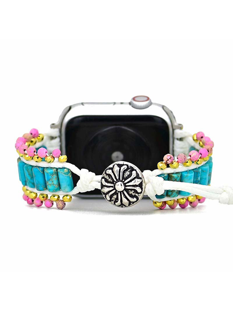 Bohemian Short Cylinder Natural Stone Handwoven Apple Watch Band