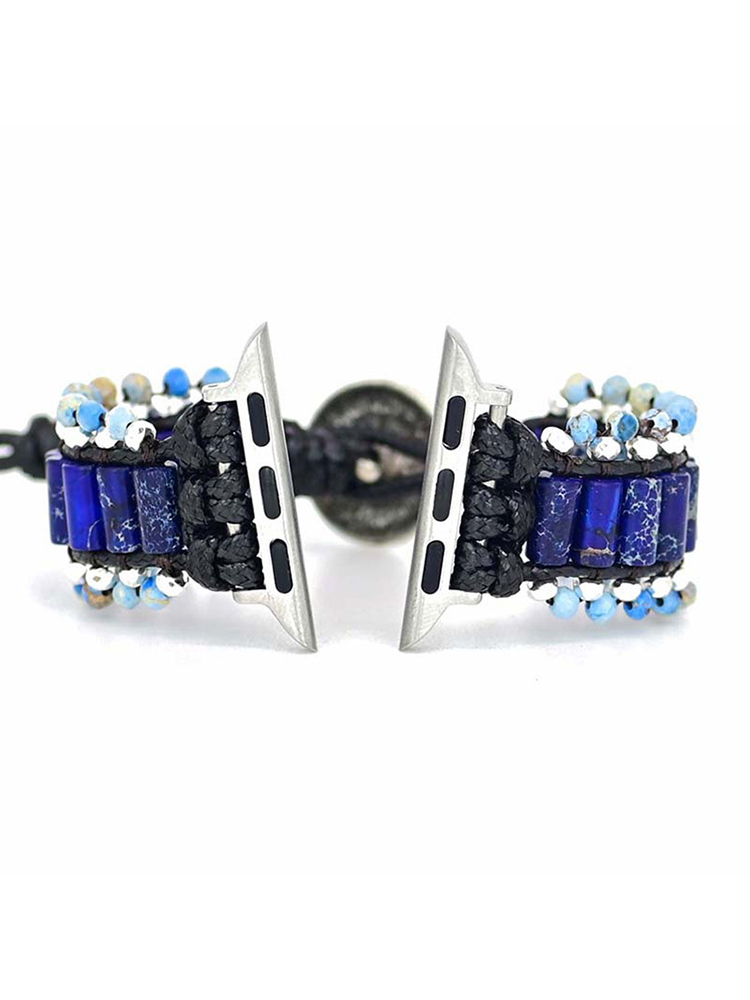 Bohemian Short Cylinder Natural Stone Handwoven Apple Watch Band