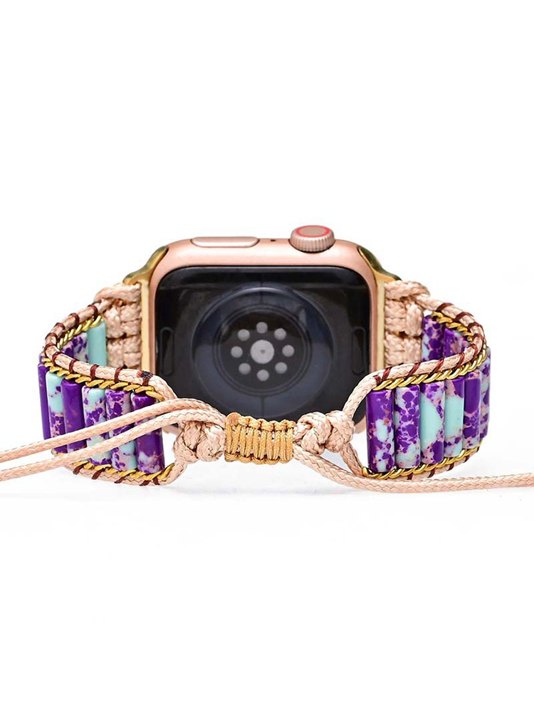Bohemian Marbled Cylinder Nature Stone Handwoven Apple Watch Band