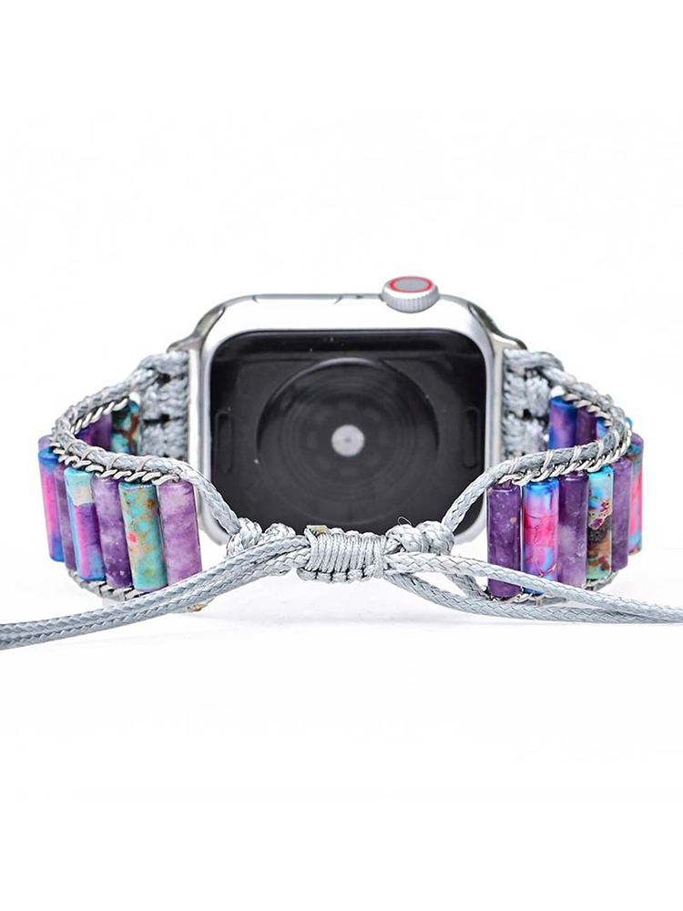 Bohemian Marbled Cylinder Nature Stone Handwoven Apple Watch Band