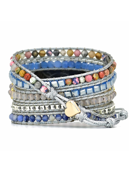 5-loop Bohemian Natural Stone Love Buckle Handwoven Band
