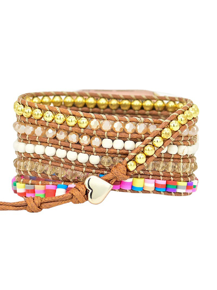 5-loop Bohemian Natural Stone Love Buckle Handwoven Band