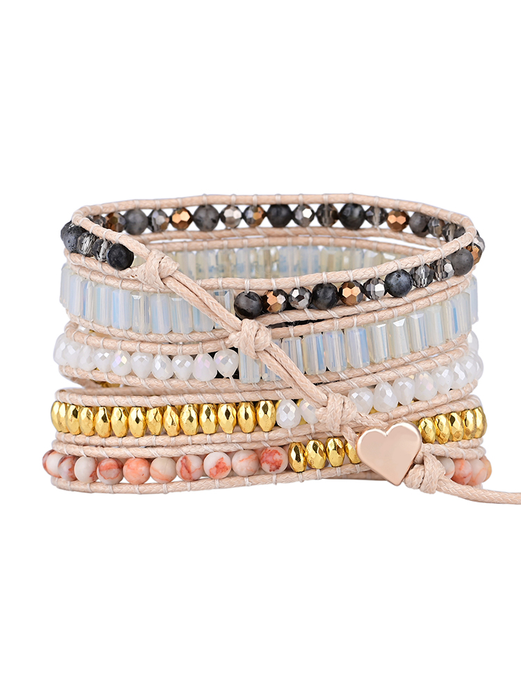 5-loop Bohemian Natural Stone Love Buckle Handwoven Apple Watch Band