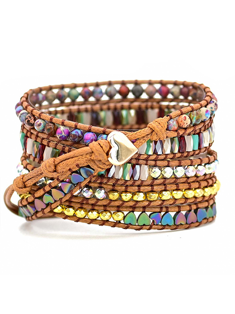 5-loop Bohemian Natural Stone Love Buckle Handwoven Apple Watch Band