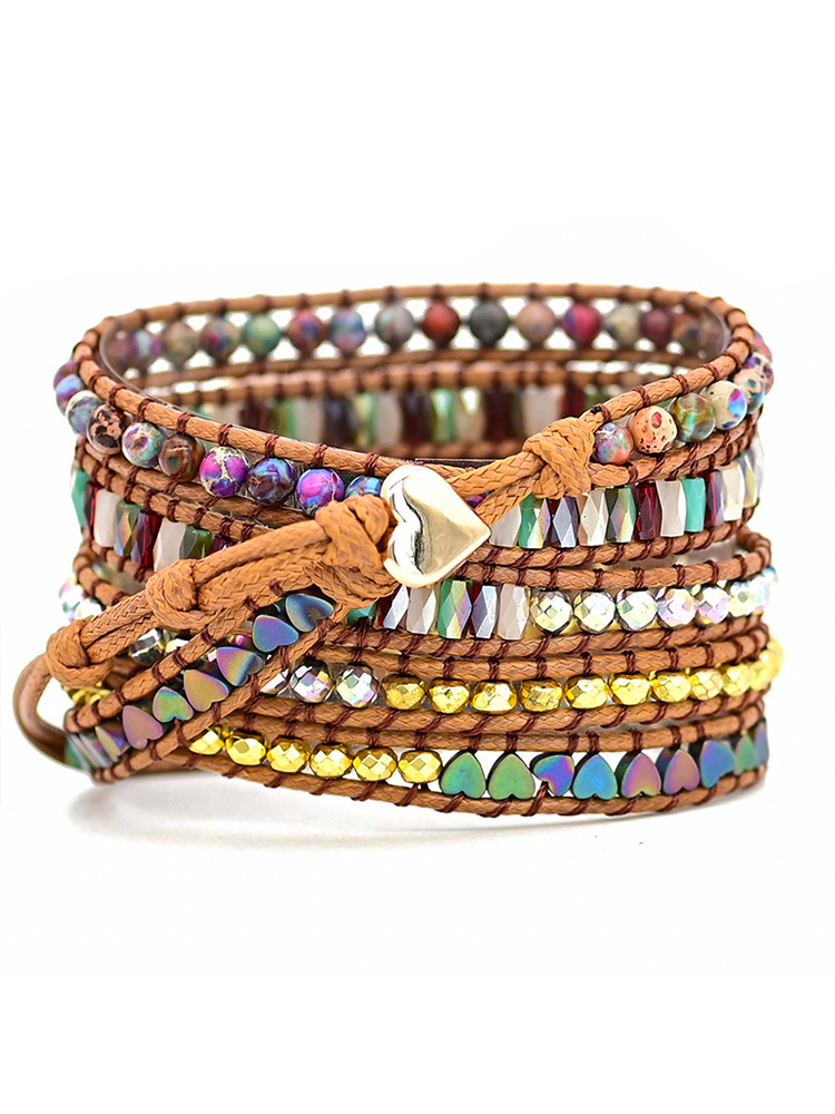 5-loop Bohemian Natural Stone Love Buckle Handwoven Band