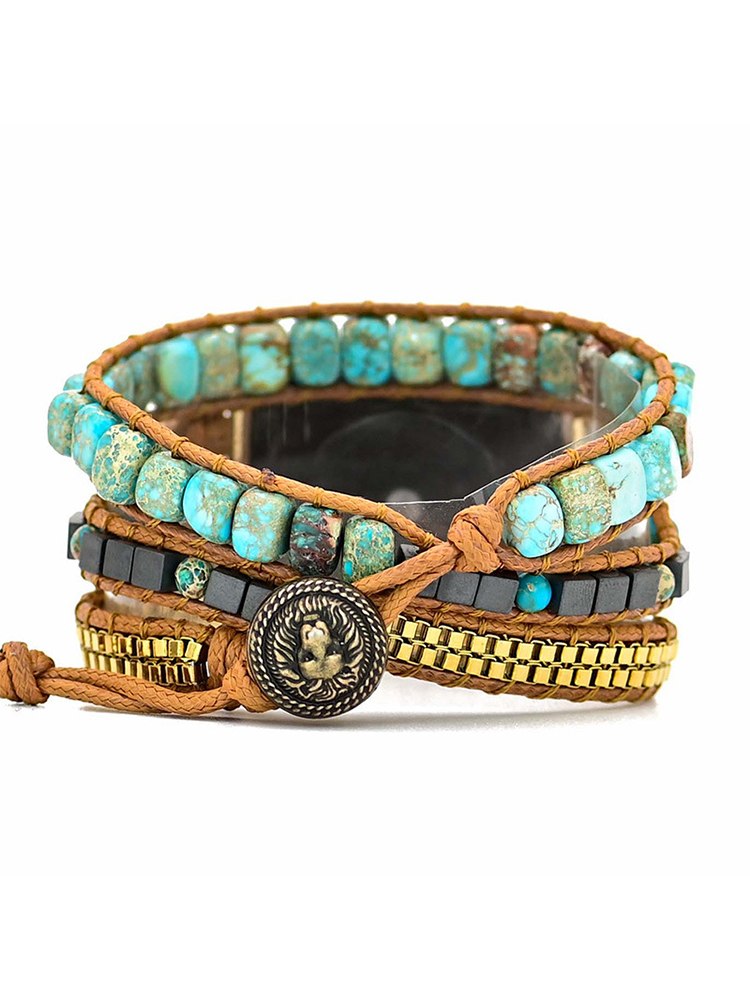 3-loop Bohemian Natural Stone Handwoven Band