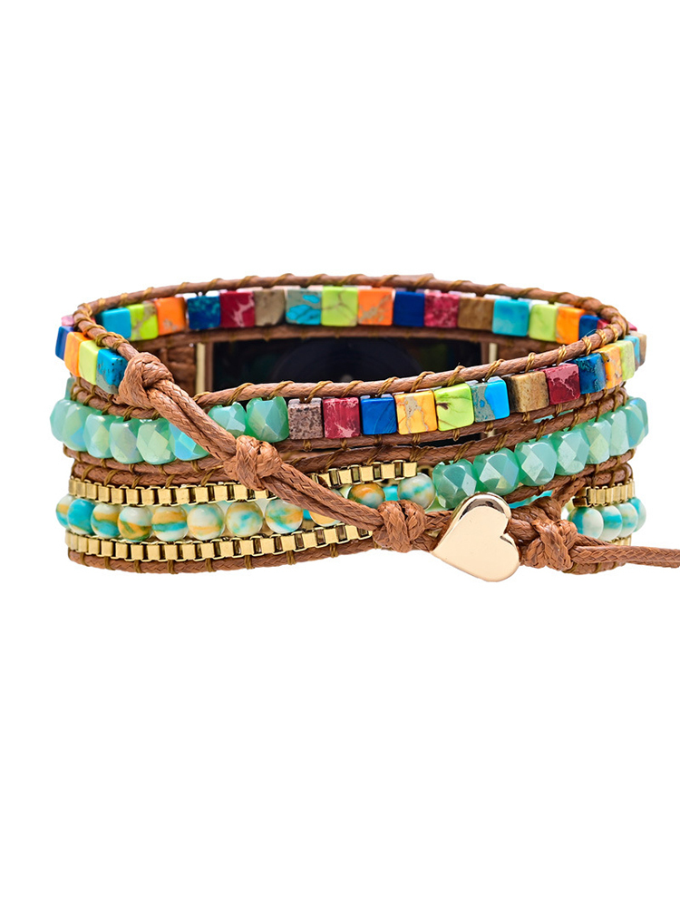 3-loop Bohemian Natural Stone Love Buckle Handwoven Band