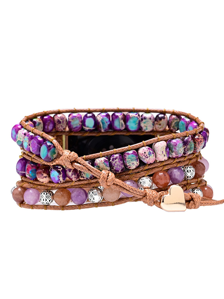 3-loop Bohemian Natural Stone Love Buckle Handwoven Band