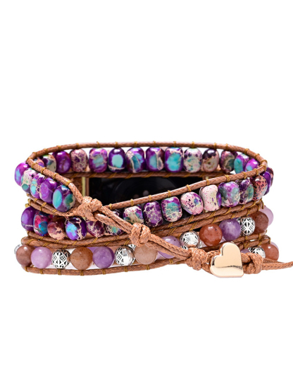 3-loop Bohemian Natural Stone Love Buckle Handwoven Band