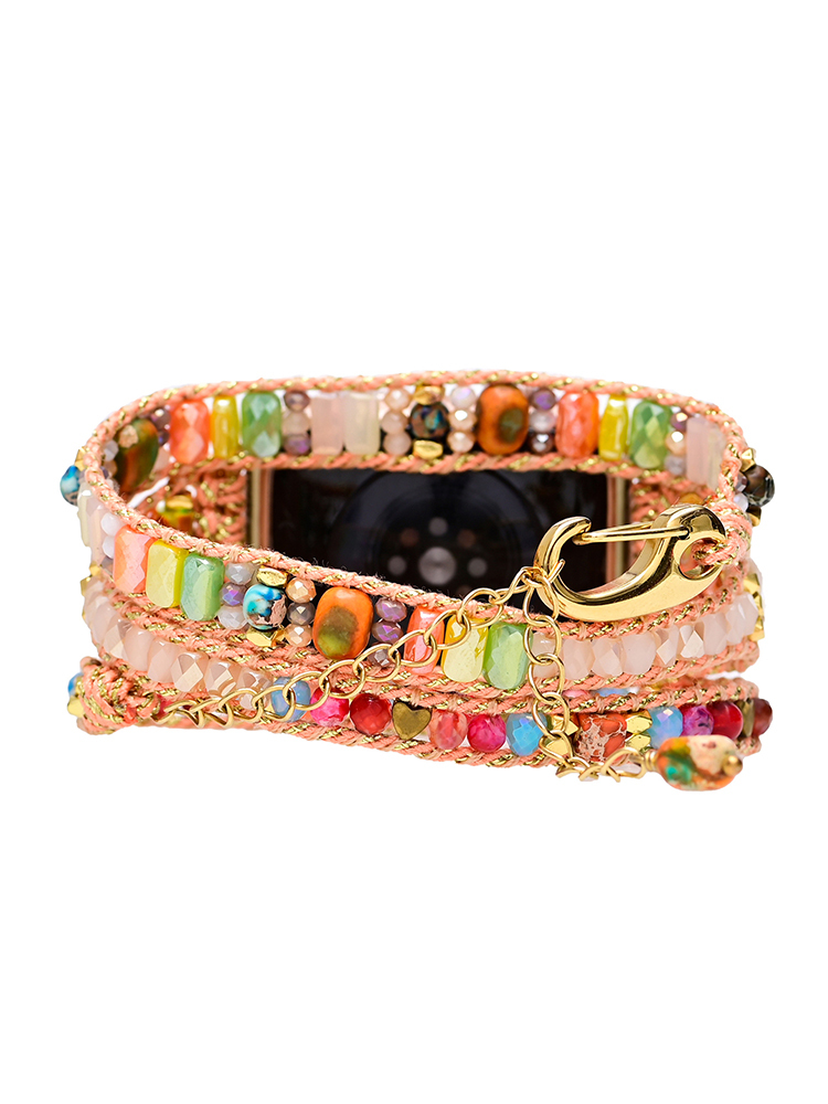 3-loop Bohemian Natural Stone Hook Buckle Handwoven Band