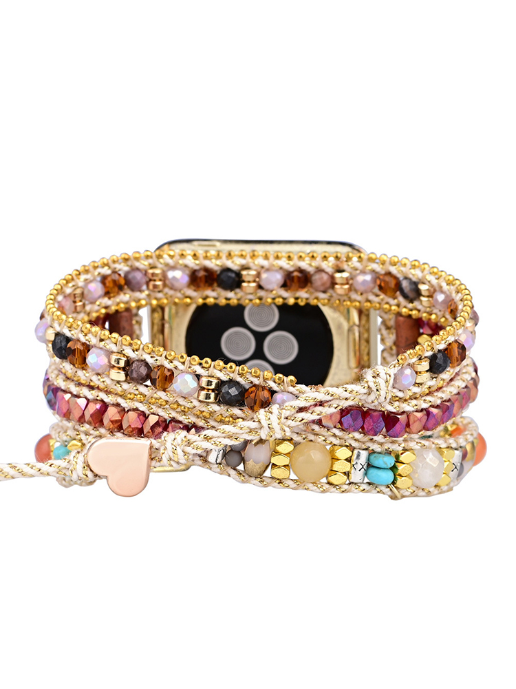 3-loop Bohemian Natural Stone Love Buckle Bead Edge Handwoven Band