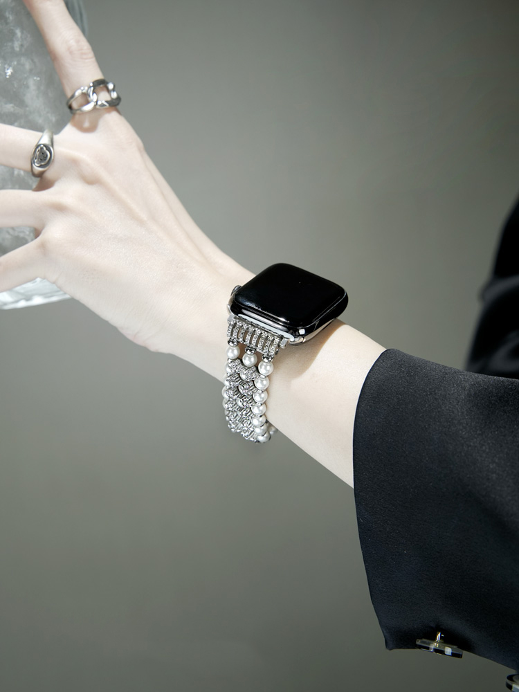 Triple-row Chain Elastic Pearl Band