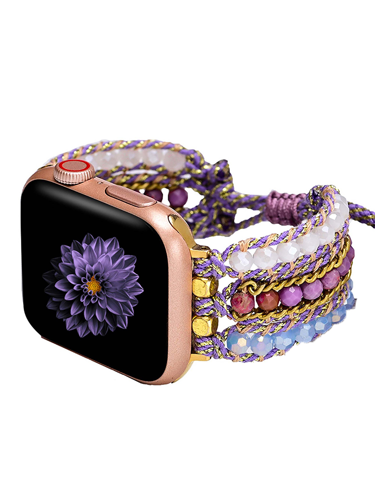 3-Link Bohemian Natural Spar Handwoven Apple Watch Band - Tatanband