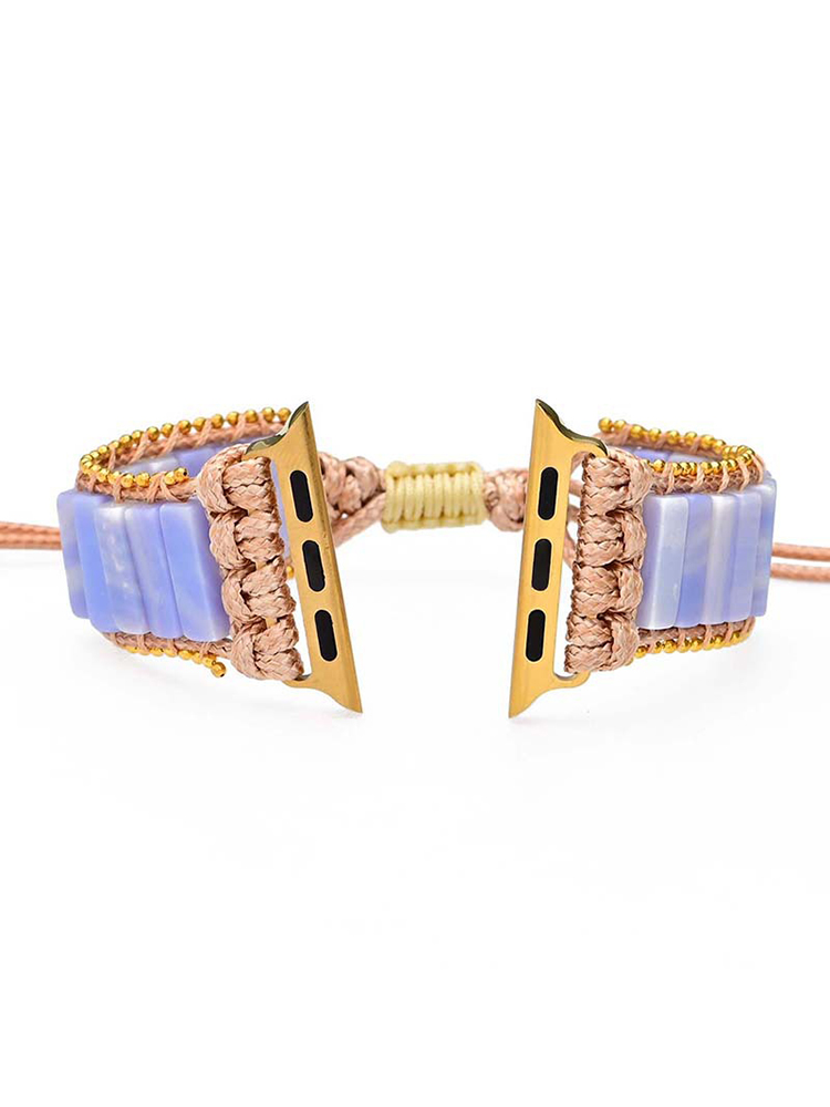 Bohemian Rectangle Natural Stone Bead Edge Handwoven Apple Watch Band