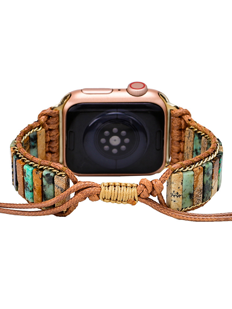 Bohemian Colorblock Natural Stone Handwoven Apple Watch Band