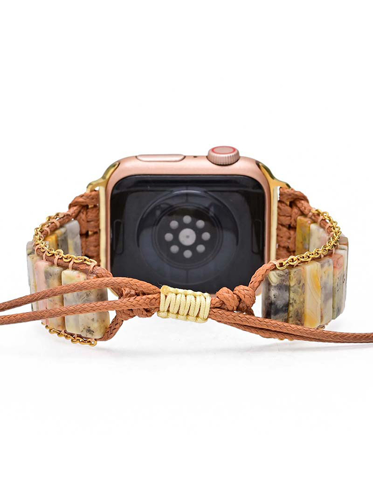 Bohemian Rectangle Natural Stone Handwoven Apple Watch Band