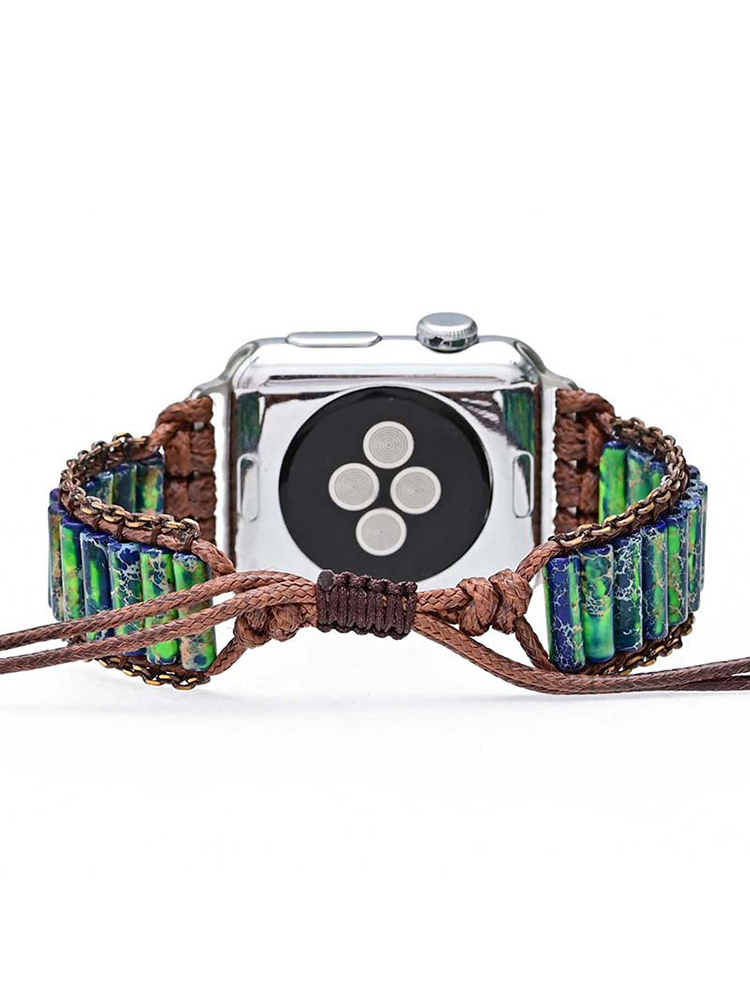 Bohemian Marbled Cylinder Nature Stone Handwoven Band