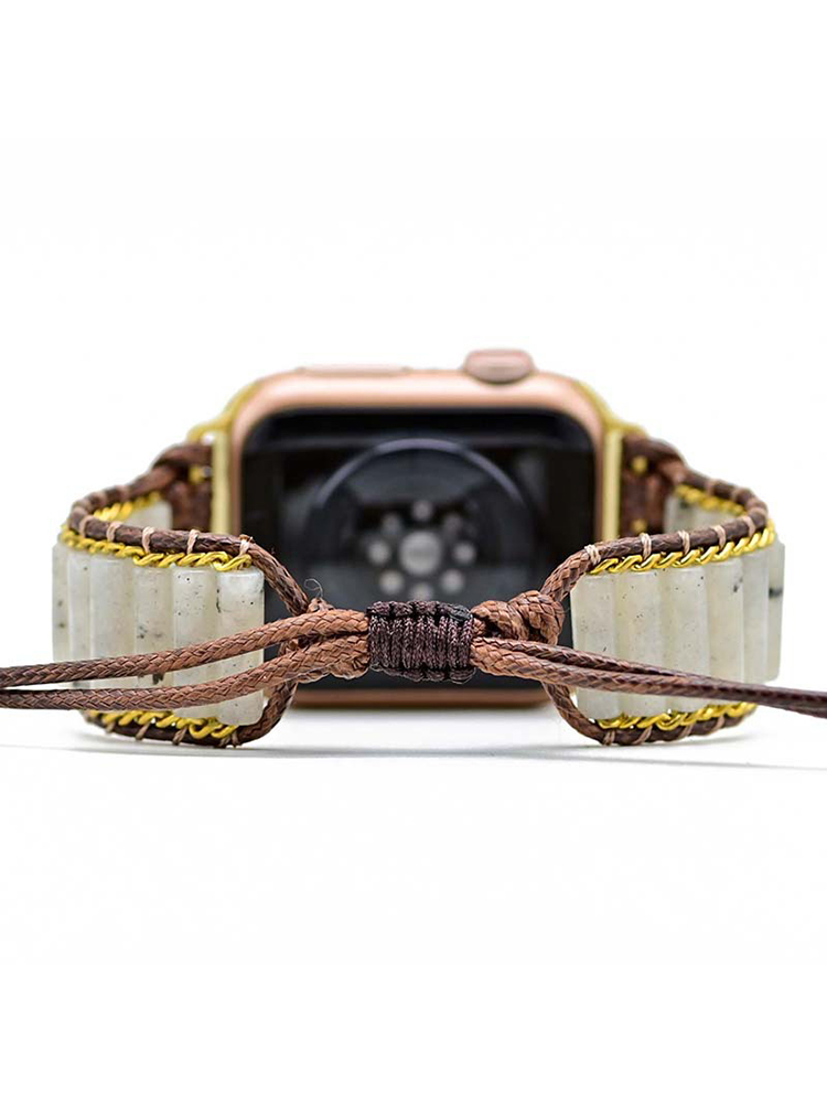 Bohemian Cylinder Nature Stone Chain Edge Handwoven Apple Watch Band