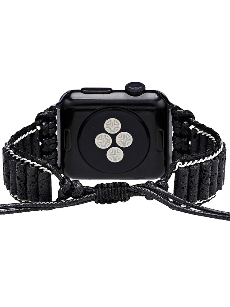 Bohemian Cylinder Lava Stone Handwoven Apple Watch Band - Tatanband