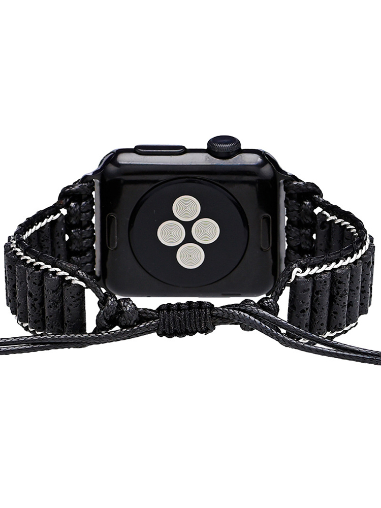 Bohemian Cylinder Lava Stone Handwoven Band