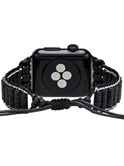 Bohemian Cylinder Lava Stone Handwoven Band