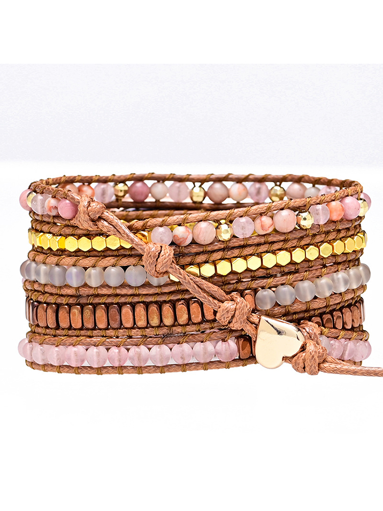 5-loop Bohemian Natural Stone Love Buckle Handwoven Apple Watch Band