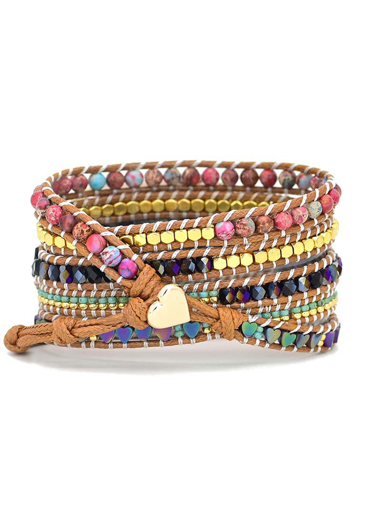 5-loop Bohemian Natural Stone Love Buckle Handwoven Apple Watch Band