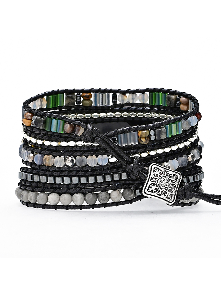 5-loop Bohemian Natural Stone Handwoven Band