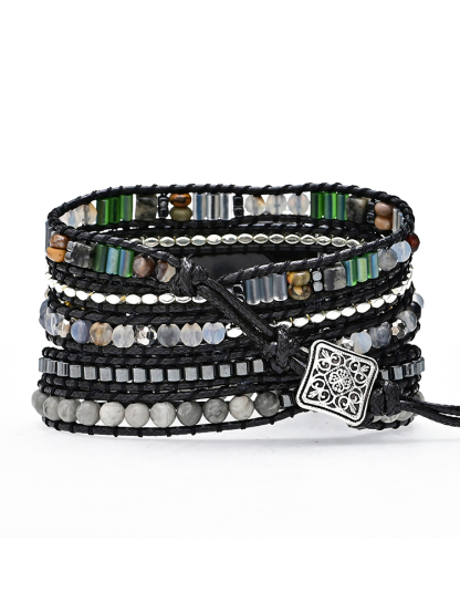 5-loop Bohemian Natural Stone Handwoven Band