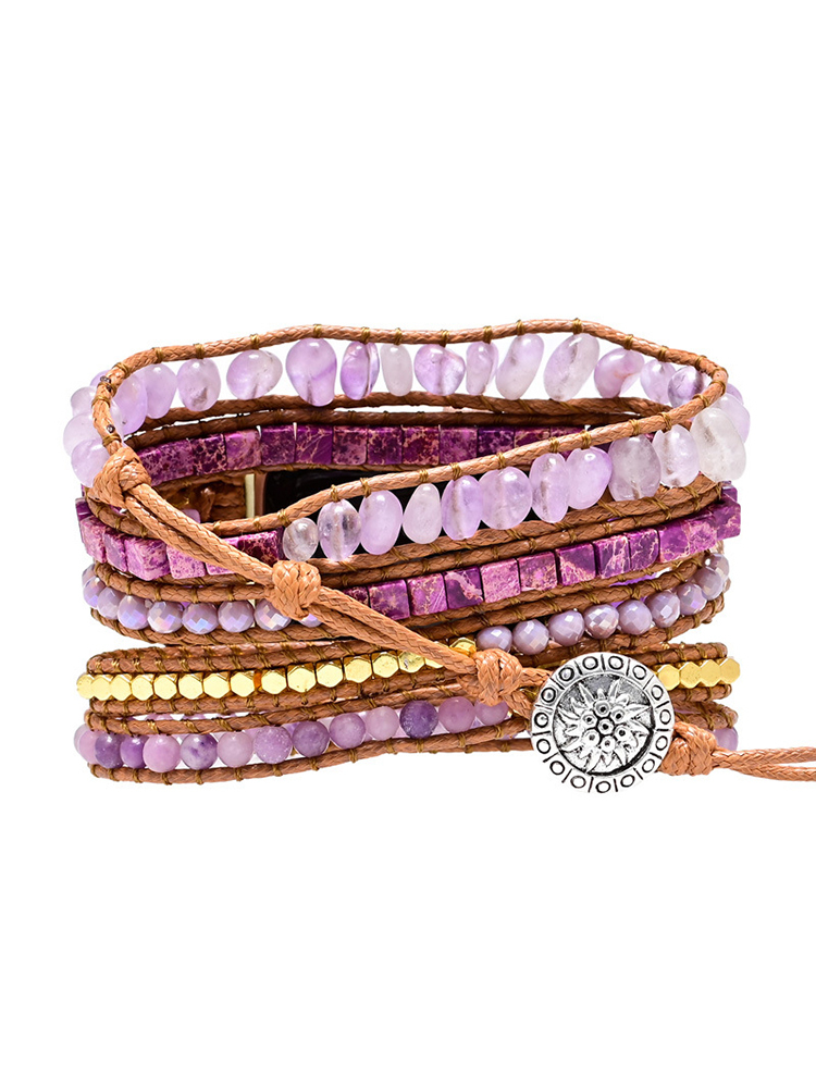 5-loop Bohemian Natural Stone Handwoven Band