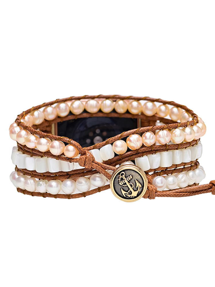 3-loop Bohemian Natural Stone Handwoven Apple Watch Band - Tatanband