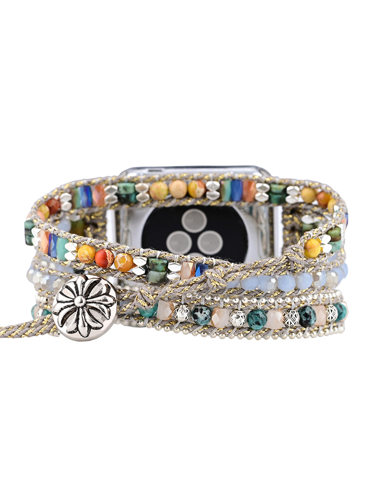 3-loop Bohemian Natural Stone Handwoven Apple Watch Band - Tatanband
