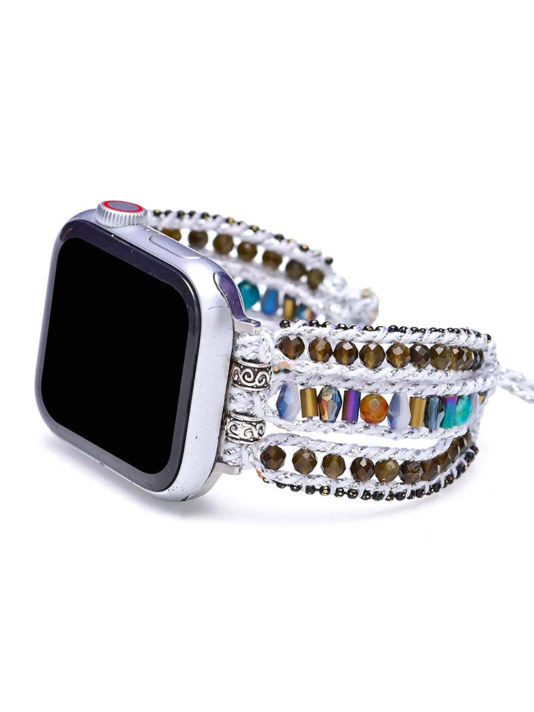 3-Link Bohemian Natural Spar Handwoven Apple Watch Band - Tatanband