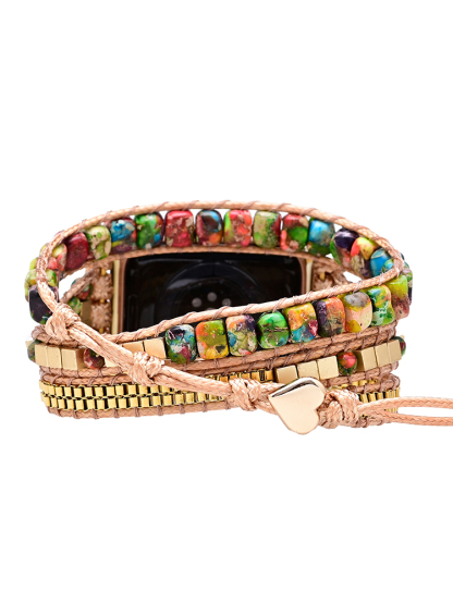 3-loop Bohemian Natural Stone Love Buckle Handwoven Band