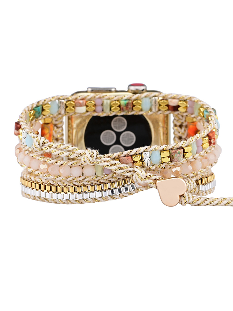 3-loop Bohemian Natural Stone Love Buckle Handwoven Band