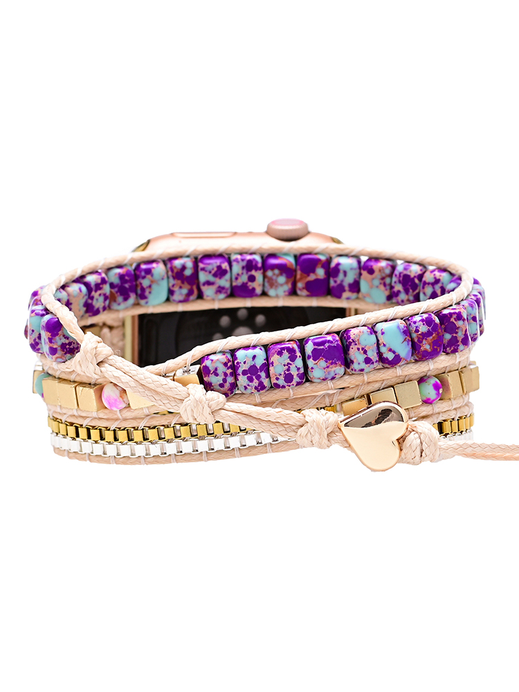 3-loop Bohemian Natural Stone Love Buckle Handwoven Band