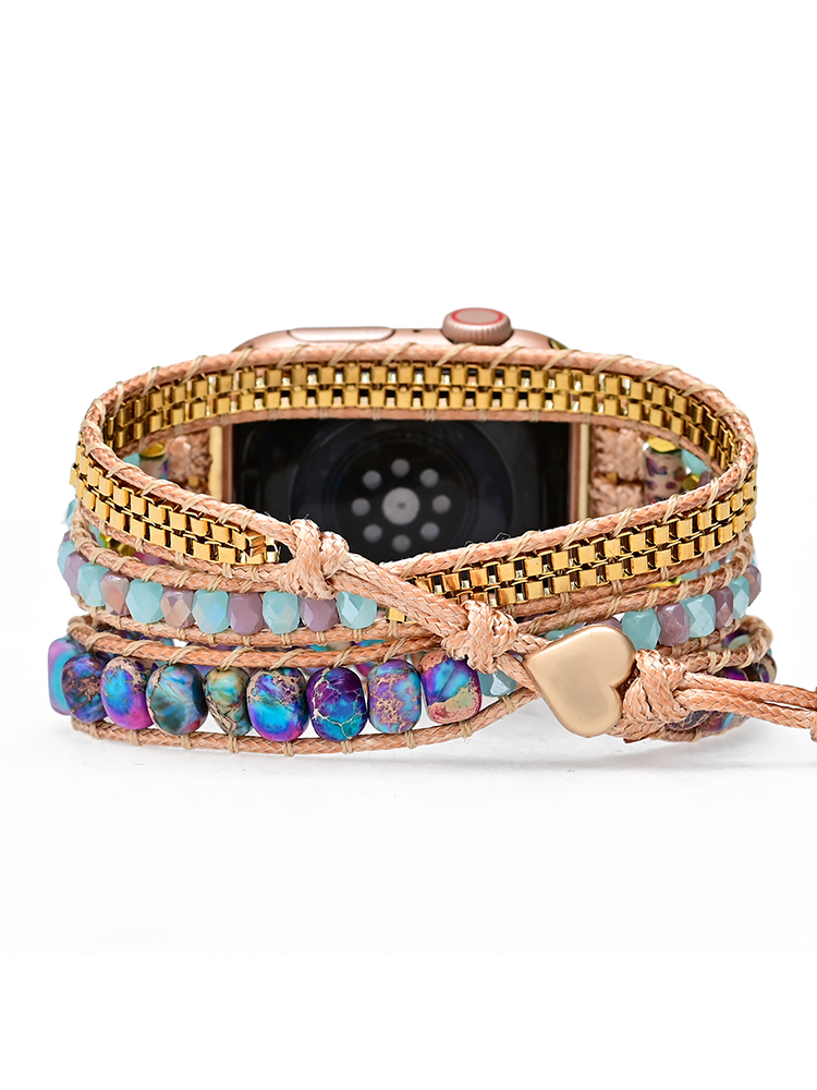 3-loop Bohemian Natural Stone Love Buckle Handwoven Band