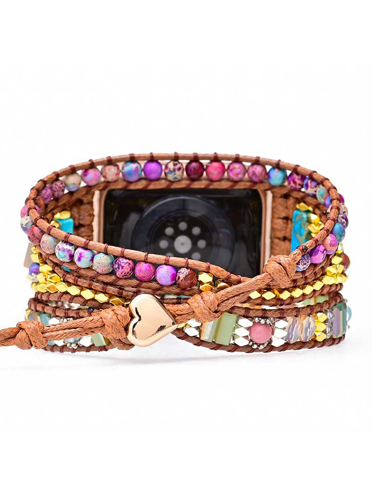 3-loop Bohemian Natural Stone Love Buckle Handwoven Band