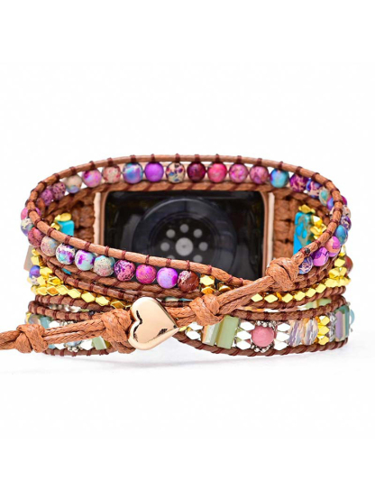 3-loop Bohemian Natural Stone Love Buckle Handwoven Band