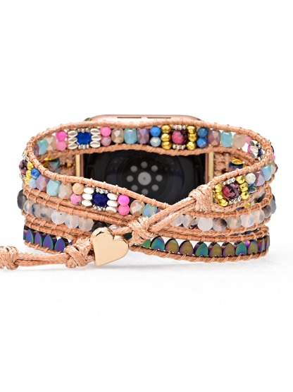 3-loop Bohemian Natural Stone Love Buckle Handwoven Band