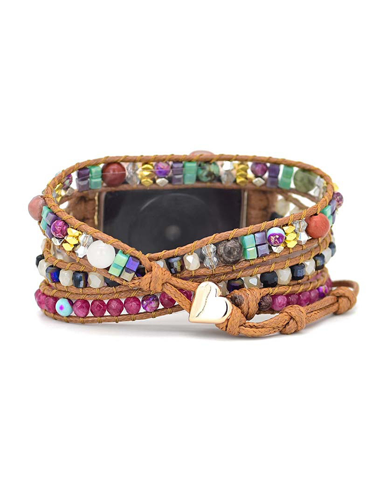 3-loop Bohemian Natural Stone Love Buckle Handwoven Band