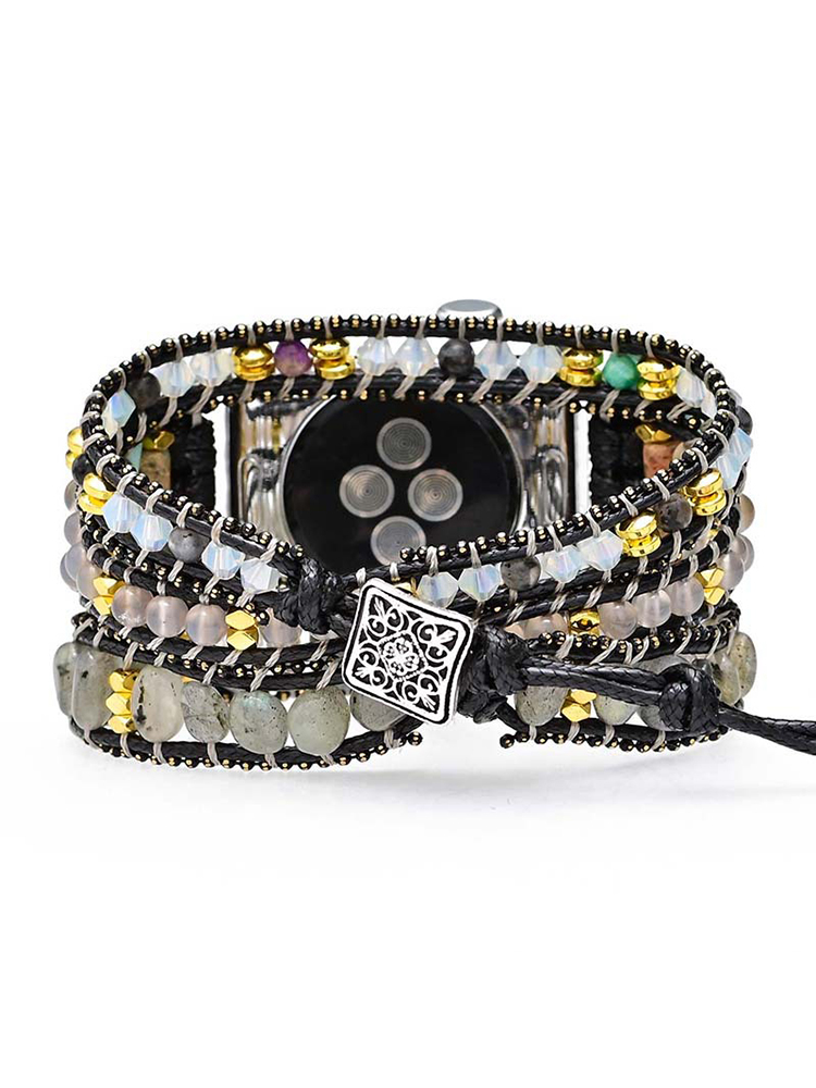 3-loop Bohemian Natural Stone Square Buckle Handwoven Apple Watch Band