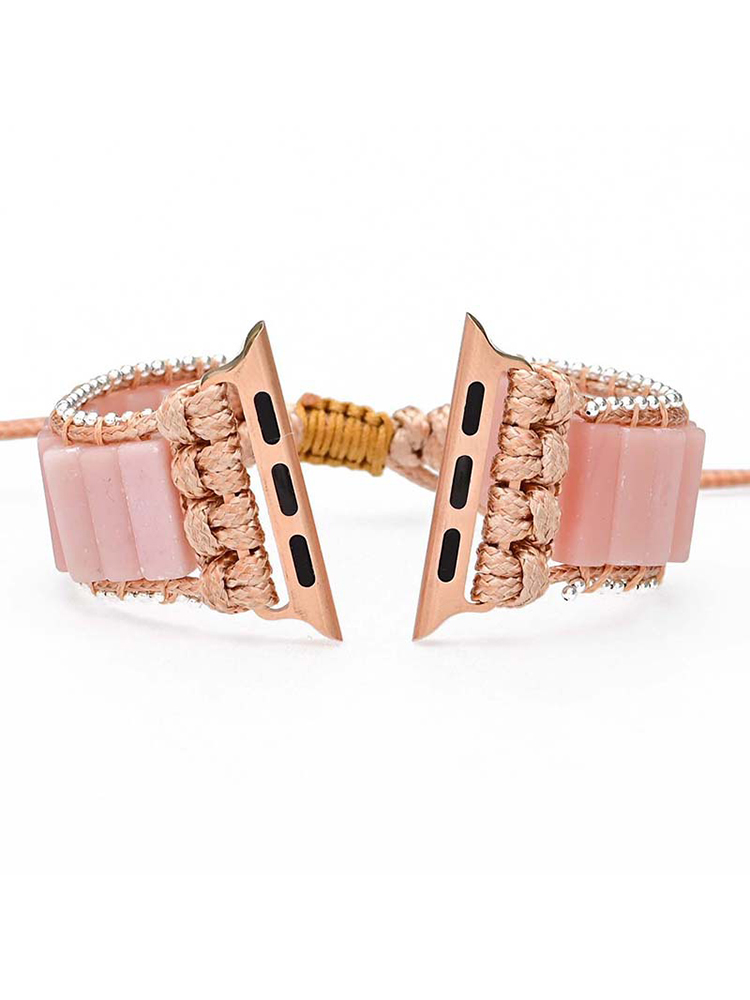 Bohemian Rectangle Natural Stone Bead Edge Handwoven Apple Watch Band