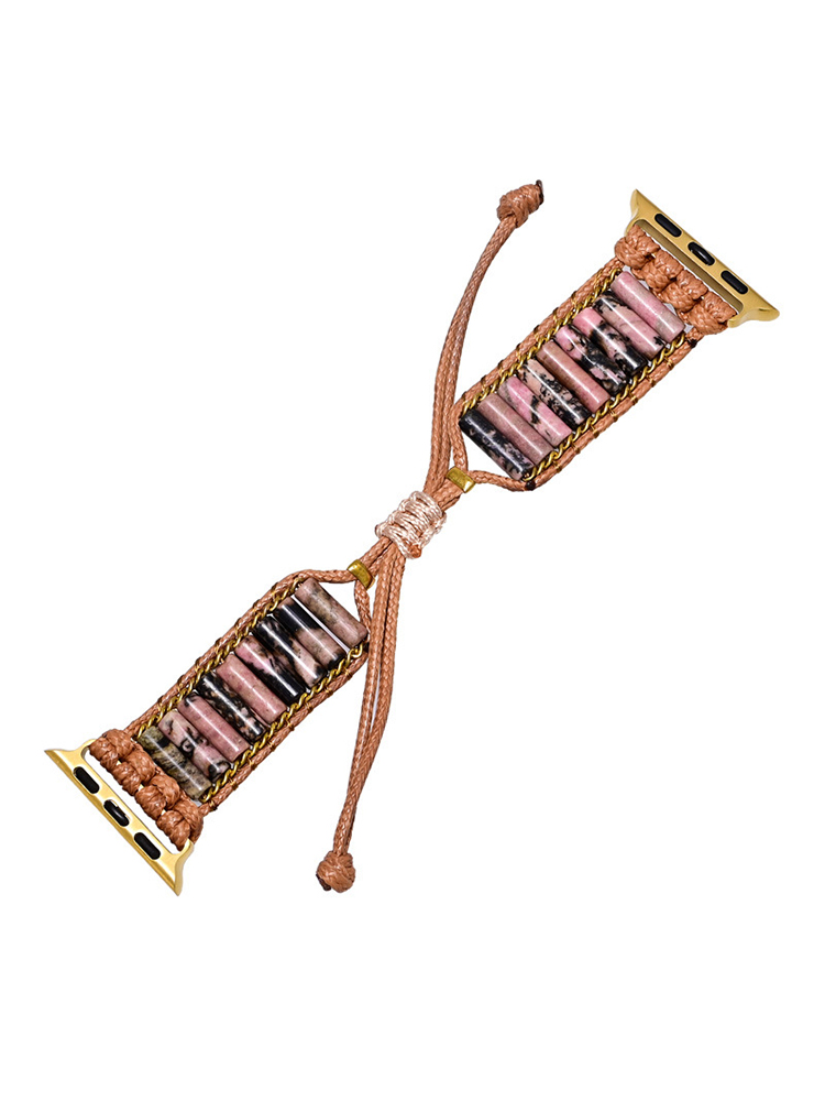Bohemian Marbled Cylinder Nature Stone Handwoven Apple Watch Band