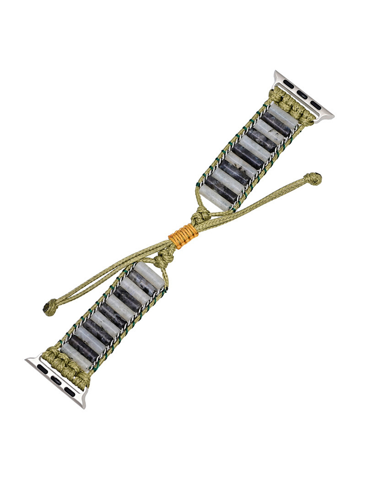 Bohemian Cylinder Nature Stone Chain Edge Handwoven Band
