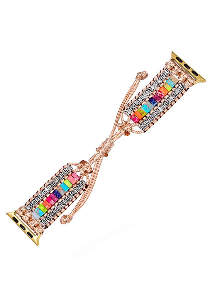 3-Link Bohemian Rectangle Natural Stone Handwoven Band